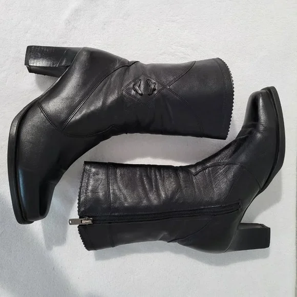 Janita Calf High Heeled Boots 22890, Black SZ 37 - Picture 4 of 15